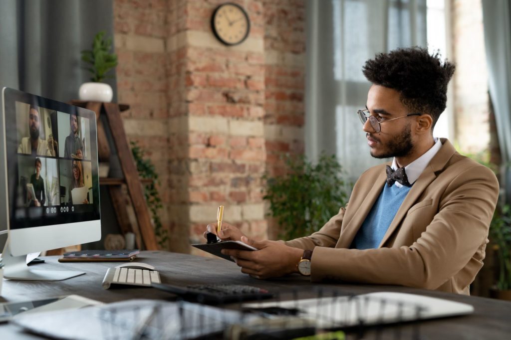 Man working at desktop computer