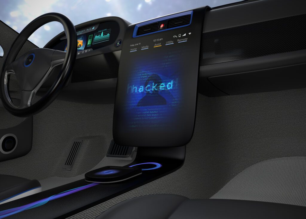 Vehicle Console Monitor Showing Screen Shot Of Computer System