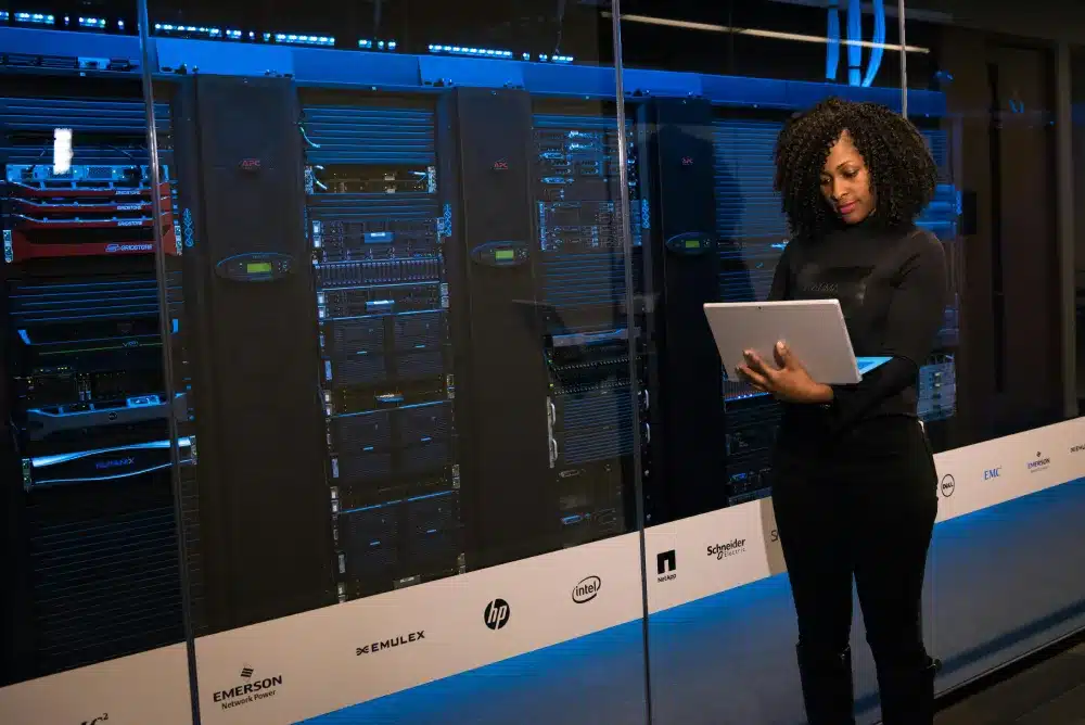 Staff member preparing cloud server