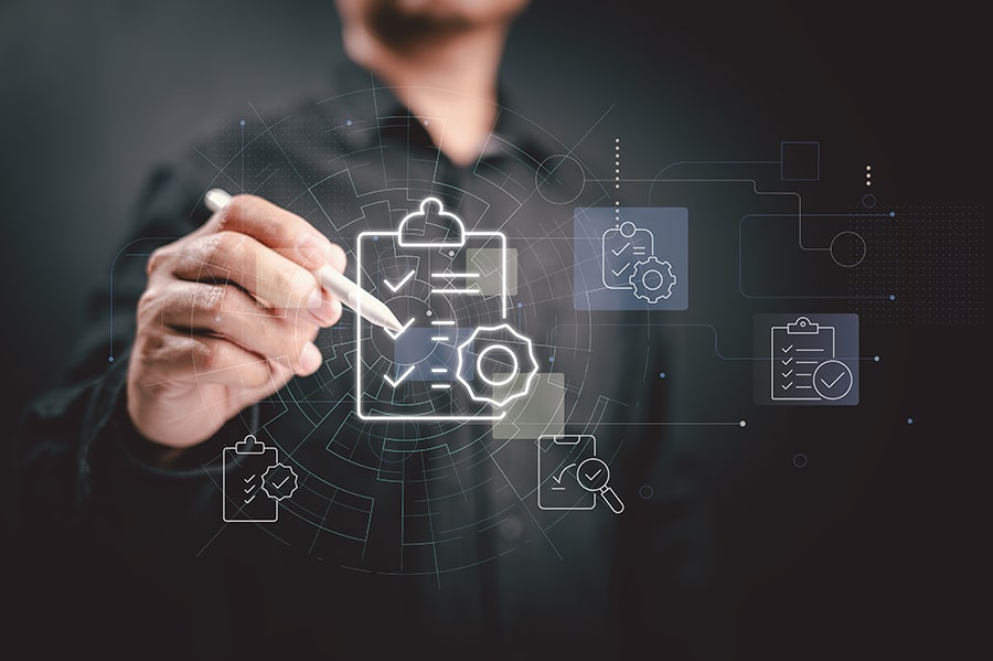 IT strategy and planning. It signifies structured process improvements, ensuring accuracy, quality assurance, and operational efficiency in business or project management.