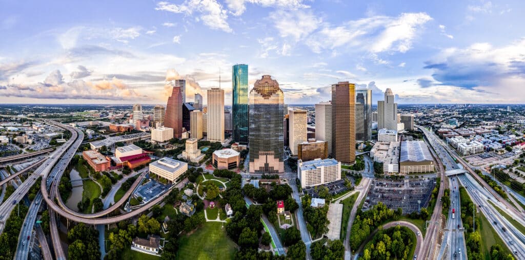 Aerial view of downtown Houston